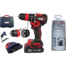 Attlas Atb 21 BLPDX-202C 2 x 2.0 Ah Çift Akülü Kömürsüz Darbeli Matkap +Kwb Runddose Hss-Hm-Ho Matkap Ucu Seti 18 Parça