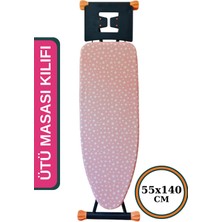 Asev Home Ütü Masası Kılıfı Keçeli Büyük Boy Ipli Stoperli 55X140CM Pink Star
