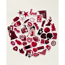43 Adet Kırmızı Sticker Set Bullet Journal Ajanda Tablet Telefon Laptop Etiket Çıkartma