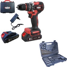 Attlas Atb 21 BLPD-202C 2x 2.0 Ah Çift Akülü Kömürsüz Darbeli Matkap + V-Line 103 Parça Karışık Aksesuar Seti