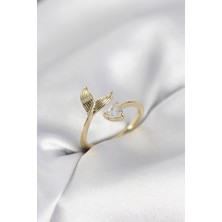 Balık Kuyruğu Model Gold Renk Zirkon Taşlı Kadın Yüzük