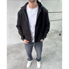 Difransel Jeans Erkek Kapüşonlu Fermuarlı Basic Sweatshirt