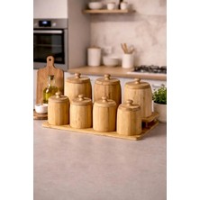 Kitchen Life Pisa 7'li Tezgah Üstü Bambu Standlı Baharatlık Seti