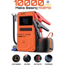 Enshall Akü Takviye Cihazı 10.000MAH Auhma Powerbank Özellikli Çantalı Akü Takviyeli Oto Hava Kompresör