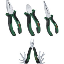Bosch El Aleti Seti (Yan Keski 160-PENSE 180-KARGABURUN 180) 3 Parça + Çok Amaçlı Alet Pense Çakı (16 Özellik)