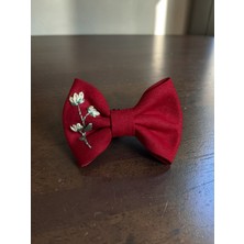 EGOMİ Kırmızı Işlemeli Saçsız ve Az Saçlı Bebek Tokası