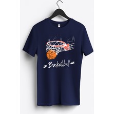 MGAX Basketbol Basketball Pota Baskılı Regular Sıfır Yaka %100 Pamuk Unisex Penye T-Shirt