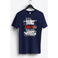MGAX Araba Serbest Stil Drift Baskılı Regular Sıfır Yaka %100 Pamuk Unisex Penye T-Shirt