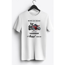 MGAX Motosiklet Koruyucu Meleği Baskılı Regular Sıfır Yaka %100 Pamuk Unisex Penye T-Shirt