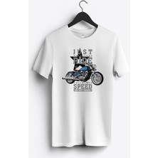 MGAX Motosiklet Serin Sürüşün Tadını Çıkar Baskılı Regular Sıfır Yaka %100 Pamuk Unisex Penye T-Shirt