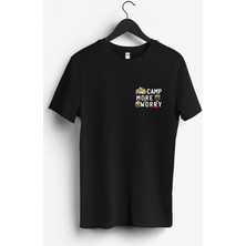 MGAX Kampçı Camp More Worry Less Arma Baskılı Regular Sıfır Yaka %100 Pamuk Unisex Penye T-Shirt