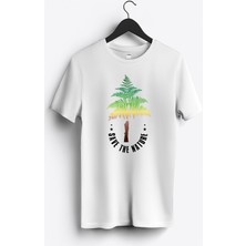 MGAX Kamp Doğayı Kurtar Baskılı Regular Sıfır Yaka %100 Pamuk Unisex Penye T-Shirt