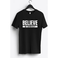 MGAX Believe In Yourself Baskılı Regular Sıfır Yaka %100 Pamuk Unisex Penye T-Shirt