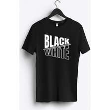 MGAX Black White Baskılı Regular Sıfır Yaka %100 Pamuk Unisex Penye T-Shirt