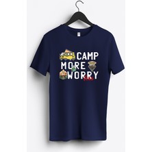 MGAX Kampçı Camp More Worry Less Baskılı Regular Sıfır Yaka %100 Pamuk Unisex Penye T-Shirt