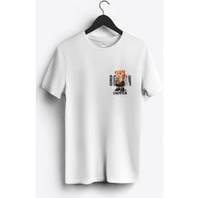 MGAX Sevimli Ayı Doğuştan Şampiyon Arma Baskılı Regular Sıfır Yaka %100 Pamuk Unisex Penye T-Shirt
