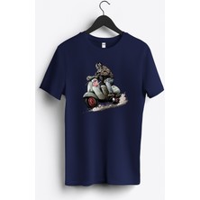 MGAX Motosiklet Scooter Rider Skull Baskılı Regular Sıfır Yaka %100 Pamuk Unisex Penye T-Shirt