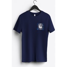 MGAX Denizci Yelkenli Arma Baskılı Regular Sıfır Yaka %100 Pamuk Unisex Penye T-Shirt