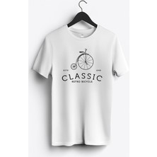 MGAX Bisikletçi Klasik Bisiklet Baskılı Regular Sıfır Yaka %100 Pamuk Unisex Penye T-Shirt
