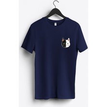 MGAX Kedili Moon Cat Arma Baskılı Regular Sıfır Yaka %100 Pamuk Unisex Penye T-Shirt