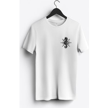 MGAX Deniz Atı Arma Baskılı Regular Sıfır Yaka %100 Pamuk Unisex Penye T-Shirt
