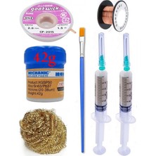 MHM Mechanic Krem Lehim 183°C 42G Flux Lehim Toplama CP-3015 Emme Teli 2,0mm Havya Uç Temizleme SET06