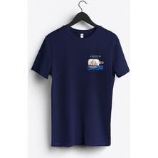 MGAX Denizci Şişedeki Yelkenli Arma Baskılı Regular Sıfır Yaka %100 Pamuk Unisex Penye T-Shirt