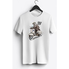 MGAX Motosiklet Scooter Boy Skull Baskılı Regular Sıfır Yaka %100 Pamuk Unisex Penye T-Shirt