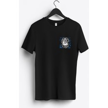 MGAX Denizci Yelkenli Arma Baskılı Regular Sıfır Yaka %100 Pamuk Unisex Penye T-Shirt