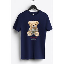 MGAX Sevimli Ayı Help Me Baskılı Regular Sıfır Yaka %100 Pamuk Unisex Penye T-Shirt