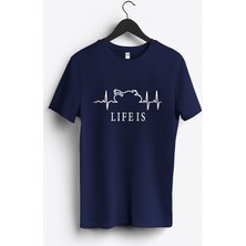 MGAX Motosiklet Life Is Baskılı Regular Sıfır Yaka %100 Pamuk Unisex Penye T-Shirt