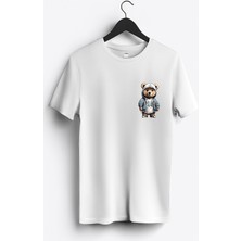 MGAX Sevimli Ayı Bear Arma Baskılı Regular Sıfır Yaka %100 Pamuk Unisex Penye T-Shirt