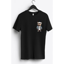 MGAX Sevimli Ayı Bear Arma Baskılı Regular Sıfır Yaka %100 Pamuk Unisex Penye T-Shirt