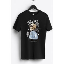 MGAX Skull Forever Cool Baskılı Regular Sıfır Yaka %100 Pamuk Unisex Penye T-Shirt