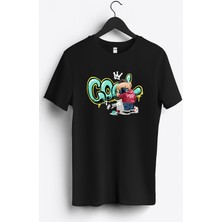 MGAX Sevimli Ayı Havalı Genç Baskılı Regular Sıfır Yaka %100 Pamuk Unisex Penye T-Shirt
