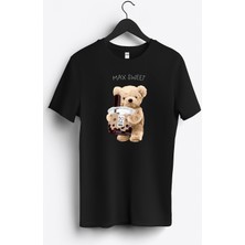 MGAX Sevimli Ayı Maksimum Tatlı Baskılı Regular Sıfır Yaka %100 Pamuk Unisex Penye T-Shirt