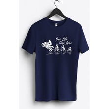 MGAX Motosiklet One Life One Love Baskılı Regular Sıfır Yaka %100 Pamuk Unisex Penye T-Shirt