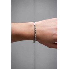 Erkek Gümüş Renk Kutu Zincir Bileklik | Minimal Box Chain Tasarım (19 Cm)