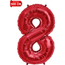 Parti Pera Kırmızı Rakam Folyo Balon 100 cm