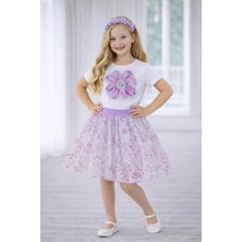 Dıgıl Kids Kız Çocuk Çiçek Desenli T-Shirt Etek Takım