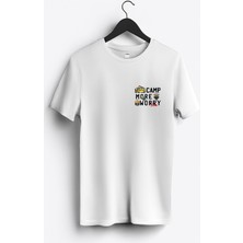 MGAX Kampçı Camp More Worry Less Arma Baskılı Regular Sıfır Yaka %100 Pamuk Unisex Penye T-Shirt