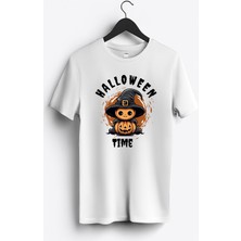 MGAX Hallowen Time Baskılı Regular Sıfır Yaka %100 Pamuk Unisex Penye T-Shirt