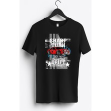 MGAX Araba Serbest Stil Drift Baskılı Regular Sıfır Yaka %100 Pamuk Unisex Penye T-Shirt