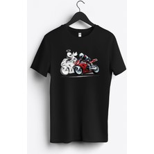 MGAX Motosiklet Koruyucu Meleğin Baskılı Regular Sıfır Yaka %100 Pamuk Unisex Penye T-Shirt