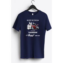 MGAX Motosiklet Koruyucu Meleği Baskılı Regular Sıfır Yaka %100 Pamuk Unisex Penye T-Shirt