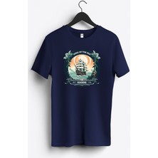 MGAX Denizci Denizlerin Kralı Baskılı Regular Sıfır Yaka %100 Pamuk Unisex Penye T-Shirt