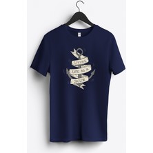 MGAX Denizci Living Life As A Sailor Baskılı Regular Sıfır Yaka %100 Pamuk Unisex Penye T-Shirt