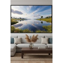 Safir Design Mavi Gökyüzü ve Nehir Yansımalı Estetik Çerçeveli Tablo