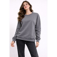 CGA Kadın Sweatshirt Basic Bisiklet Yaka Basic Sweatshirt
