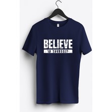 MGAX Believe In Yourself Baskılı Regular Sıfır Yaka %100 Pamuk Unisex Penye T-Shirt